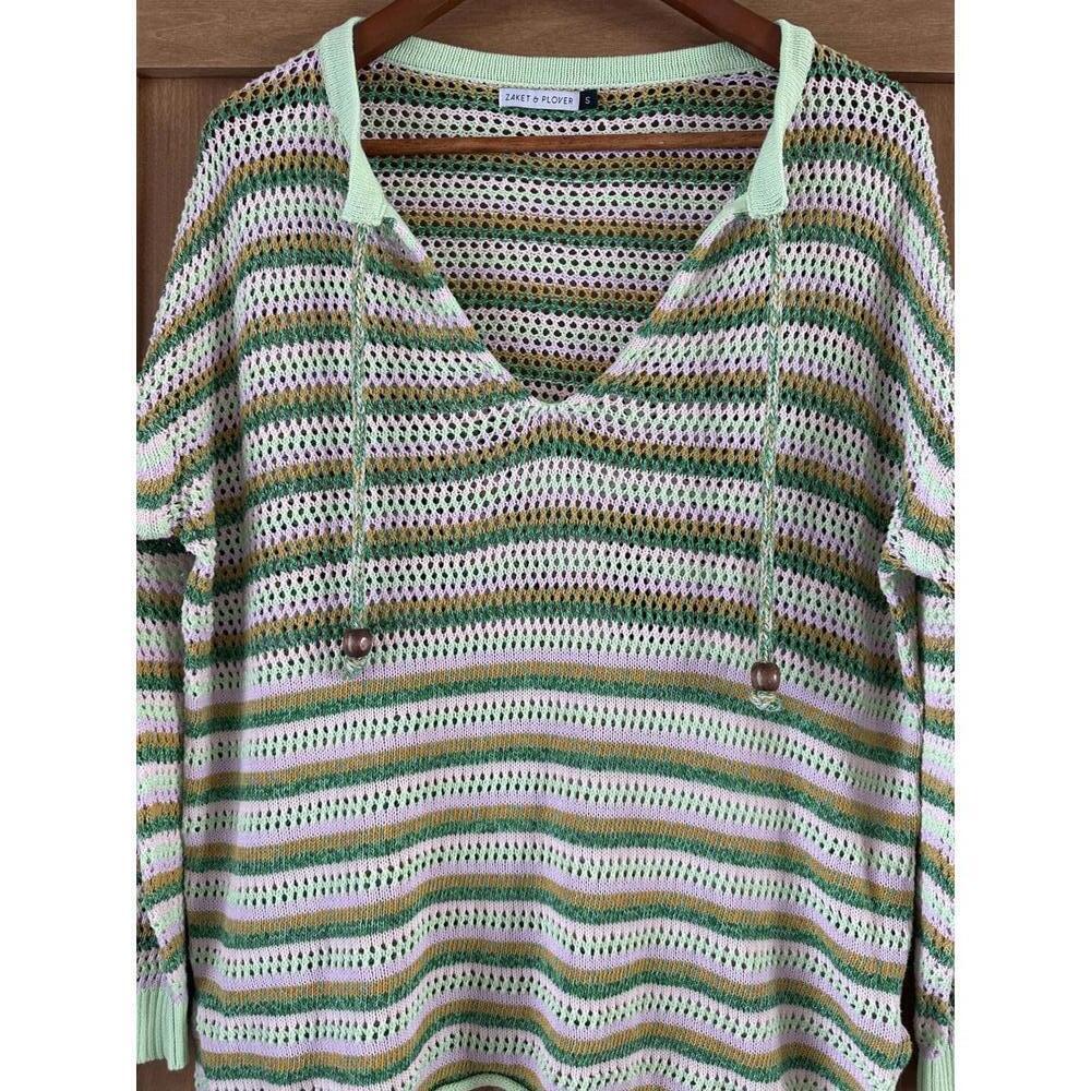 Zaket & Plover Loose Knit Long Sleeve Pullover Multicolor Striped Women’s Small - Picture 12 of 12